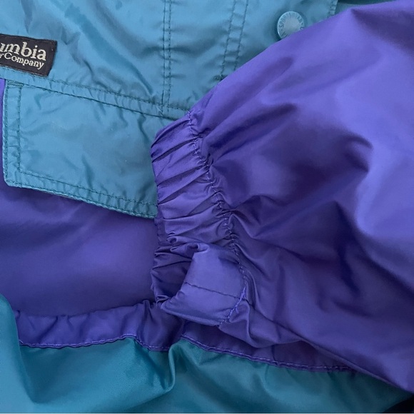 🛶🌈🌲Columbia Vintage Anorak Windbreaker Jacket. Teal, bluish purple. - Picture 3 of 13